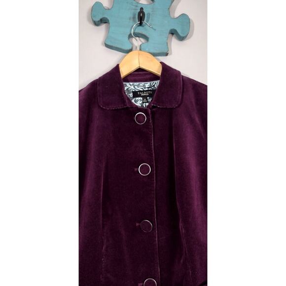 Talbots Dark Purple Lined Corduroy Jacket 10 Classic Office Whimsygoth - Picture 3 of 16